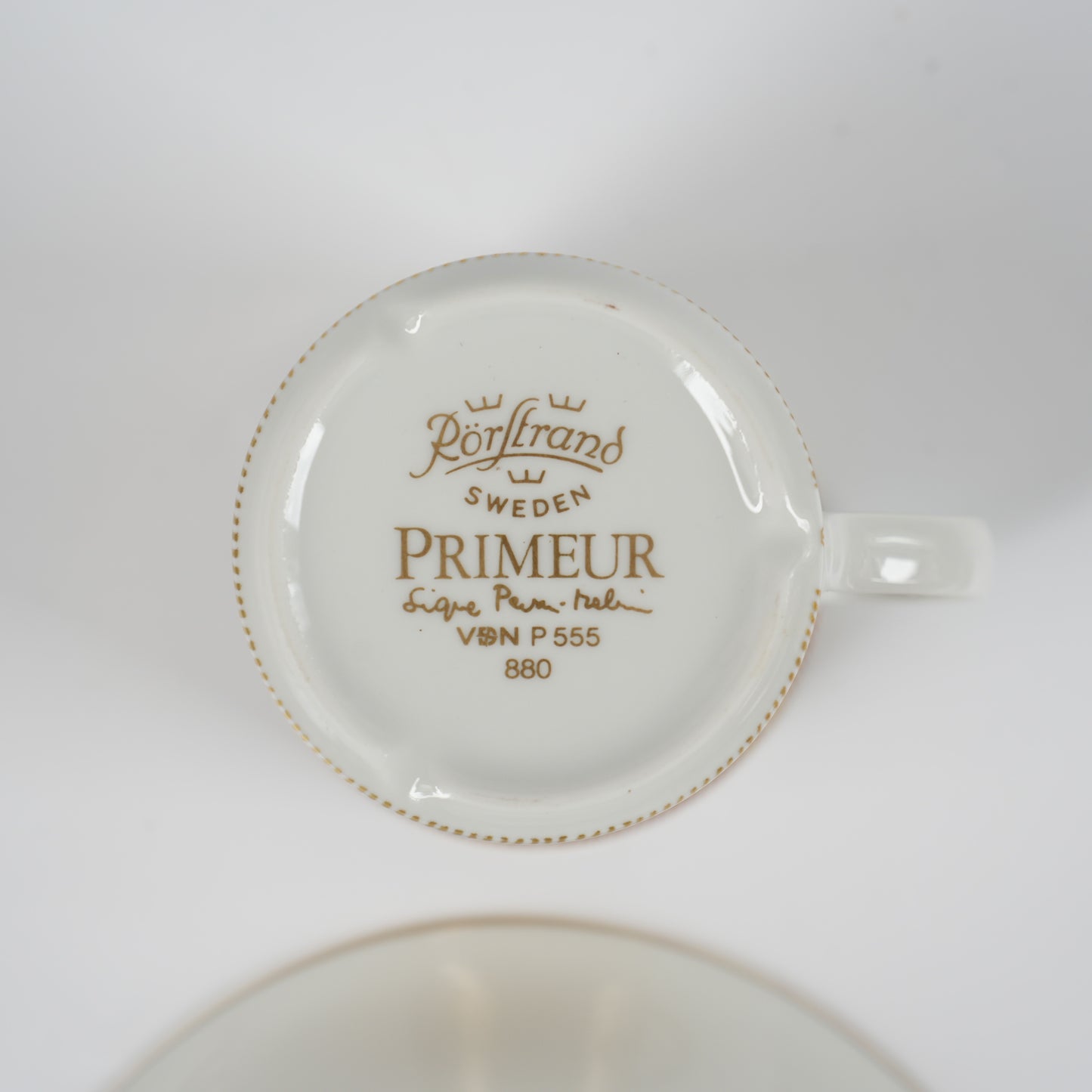ロールストランド プリムール（Primeur）グルド「バグダッド」（Guld Bagdad）金彩 デミタスカップ＆ソーサー＆ケーキ皿 トリオ