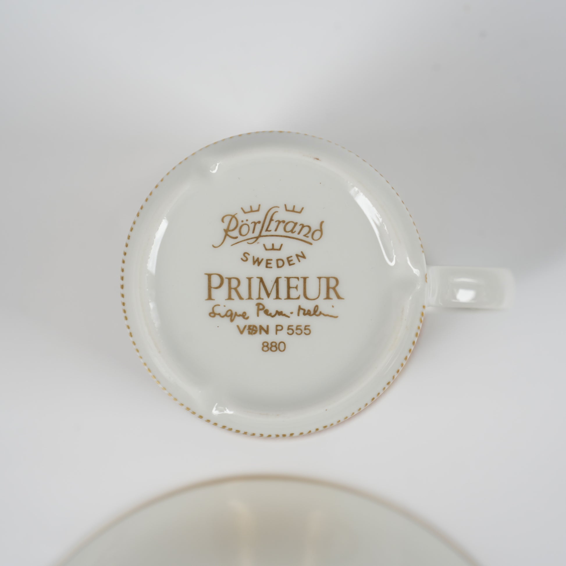 ロールストランド プリムール（Primeur）グルド「バグダッド」（Guld Bagdad）金彩 デミタスカップ＆ソーサー＆ケーキ皿 トリオ