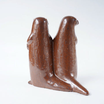 ジャック・ウッドソン 二匹のラッコ ヴィンテージ ステンドグラス カワウソ 希少な一点もの リサ・ラーソン（Lisa Larson）ユニークピース 二匹の