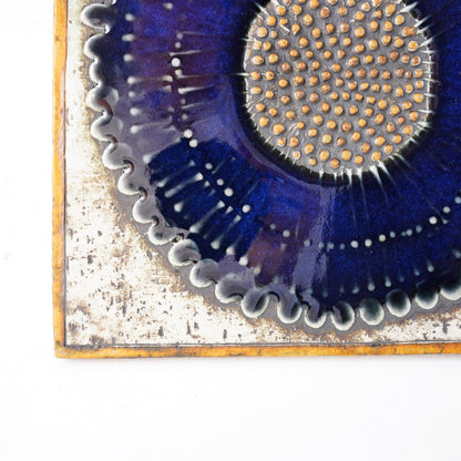 傑作ユニークピース グスタフスベリ リサ・ラーソン 青と黒のひまわり（Solros）の陶板 陶板 Lisa Larson   