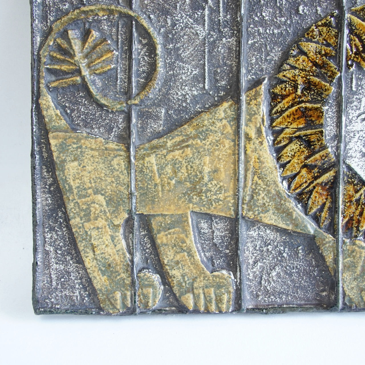 希少 リサ・ラーソン（Lisa Larson）グスタフスベリ 檻の中のライオン（LEJON I BUR）の陶板