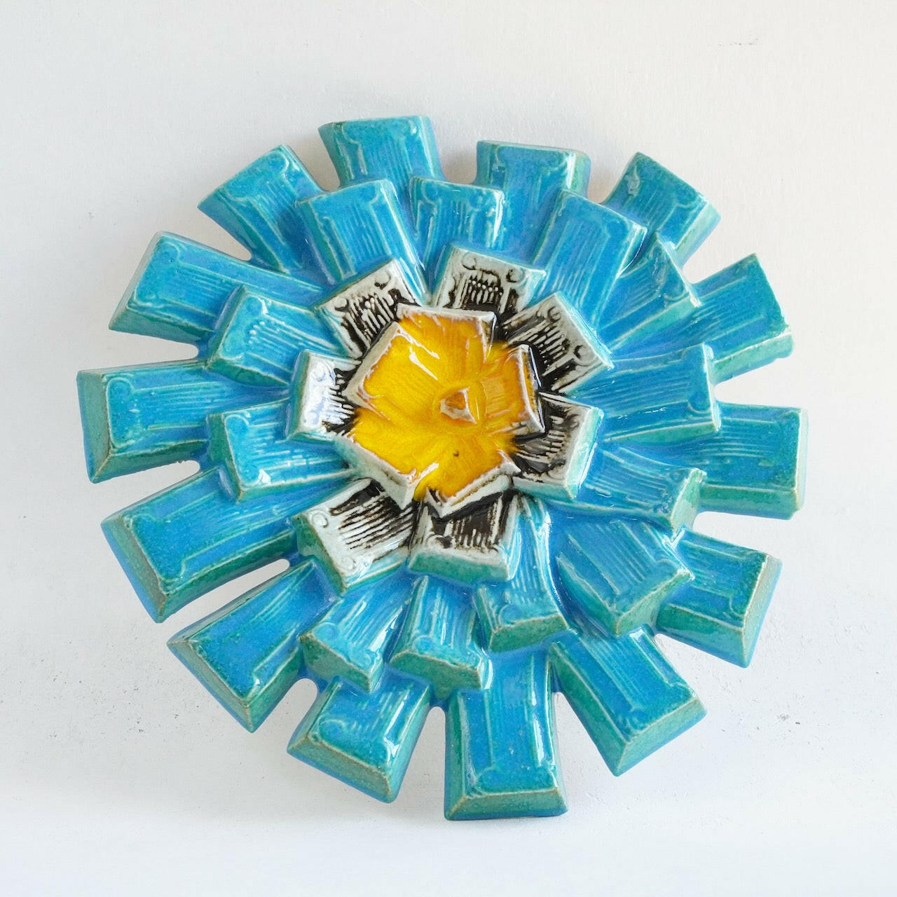 グスタフスベリ ベングト・バークランド（Bengt Berglund）ターコイズブルーの花形陶板
