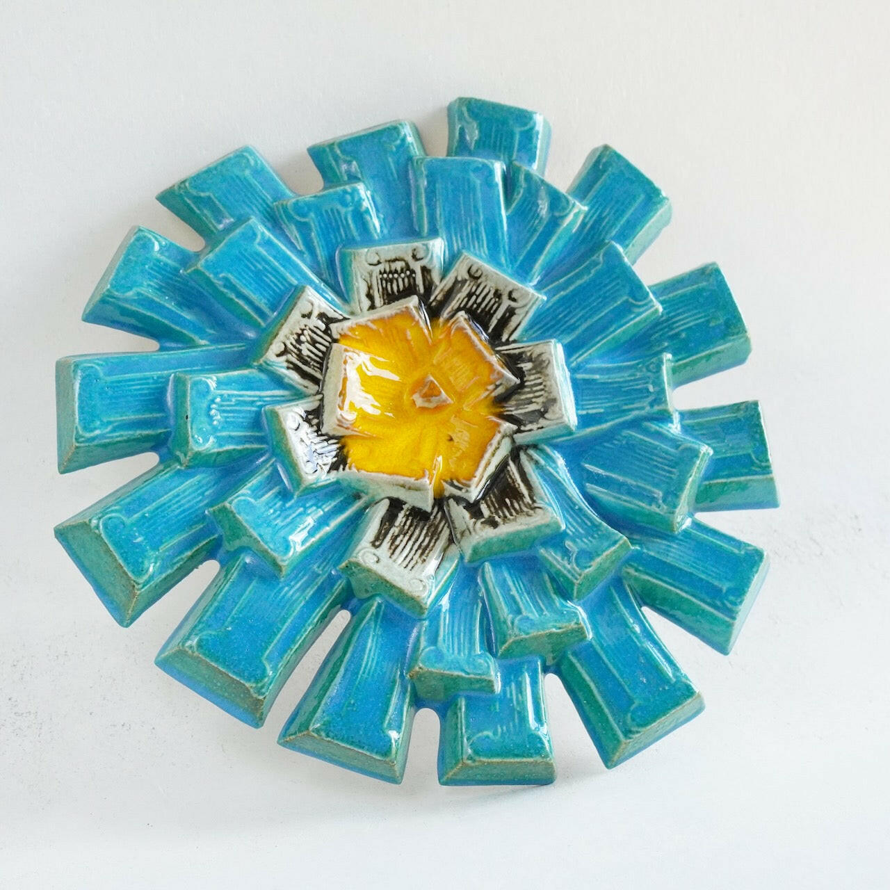 グスタフスベリ ベングト・バークランド（Bengt Berglund）ターコイズブルーの花形陶板 陶板 Gustavsberg   