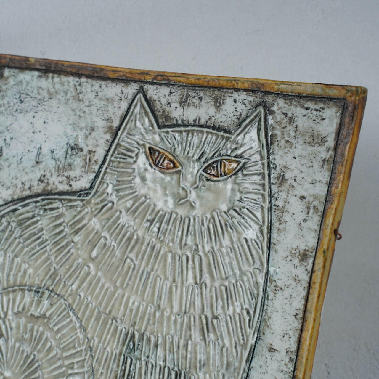 希少 ユニークピース グスタフスベリ リサ・ラーソン  白猫（Katt）の陶板 陶板 Lisa Larson   