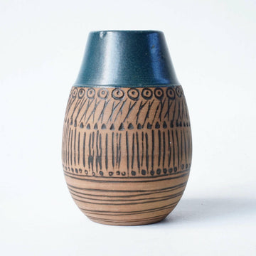 泉田之也 花瓶 花器 扁壺 独創的文様 共箱、未使用 Yukiya Izumita EU11-