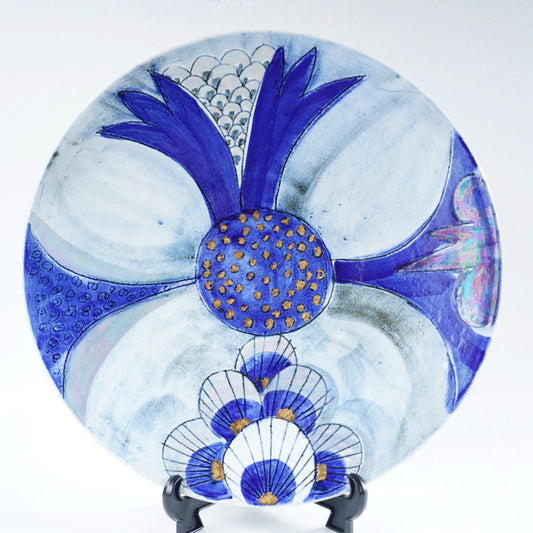 希少な一点もの リサ・ラーソン グスタフスベリ Kスタジオ ワスレナグサの大きな飾り皿 飾り皿 Lisa Larson   