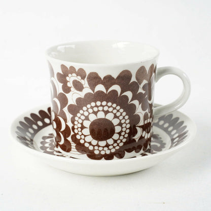 アラビア（ARABIA）100周年記念モデル ブラウンのマグカップ＆ソーサー - 全体像