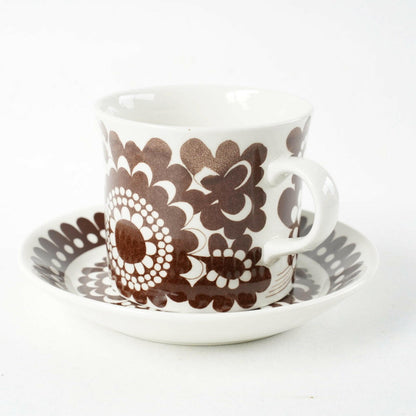 アラビア（ARABIA）100周年記念モデル ブラウンのマグカップ＆ソーサー - デザイン・柄の詳細