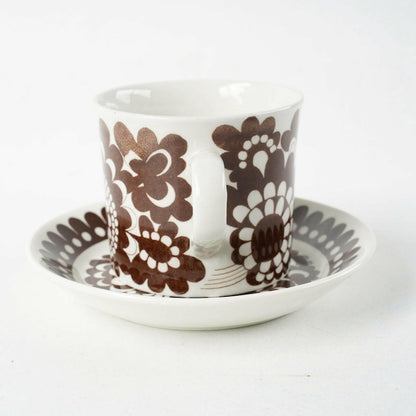 アラビア（ARABIA）100周年記念モデル ブラウンのマグカップ＆ソーサー - 側面