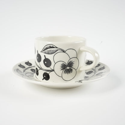 初期モデル アラビア（ARABIA）パラティッシ（Paratiisi）ブラック ティーカップ＆ソーサー - 全体像