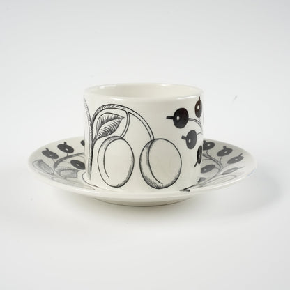 初期モデル アラビア（ARABIA）パラティッシ（Paratiisi）ブラック ティーカップ＆ソーサー - ディテール 2