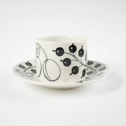 初期モデル アラビア（ARABIA）パラティッシ（Paratiisi）ブラック ティーカップ＆ソーサー - ディテール 3