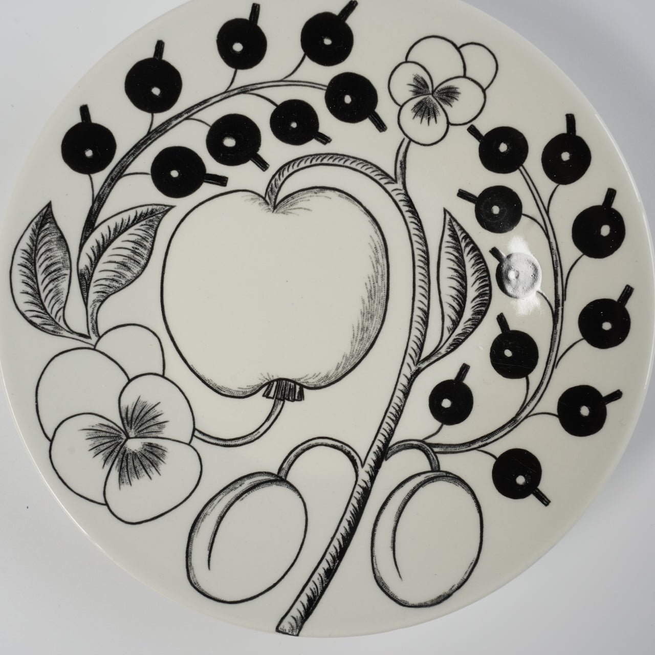 初期モデル アラビア（ARABIA）パラティッシ（Paratiisi）ブラック ティーカップ＆ソーサー - ディテール 10