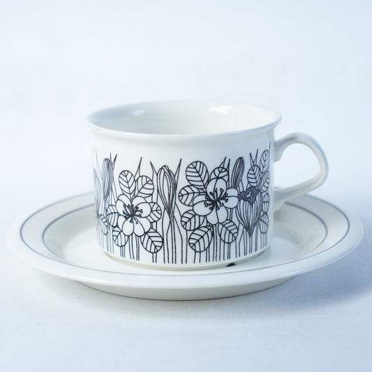 訳あり品 希少サイズ アラビア（ARABIA）クロッカス（Krokus）ティーカップ＆ソーサー - 全体像