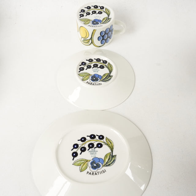 希少【ヴィオラロゴ】アラビア パラティッシ（Paratiisi）ティーカップ＆ソーサー＆ケーキ皿 トリオ - ディテール 7