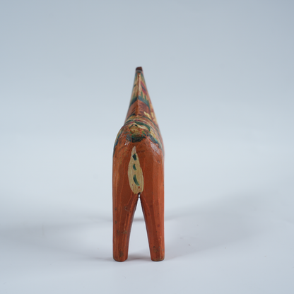 100年ヴィンテージ ダーラナホース 赤×クルビッツ手描き 11cm 木製 スウェーデン民族工芸 細部の文様