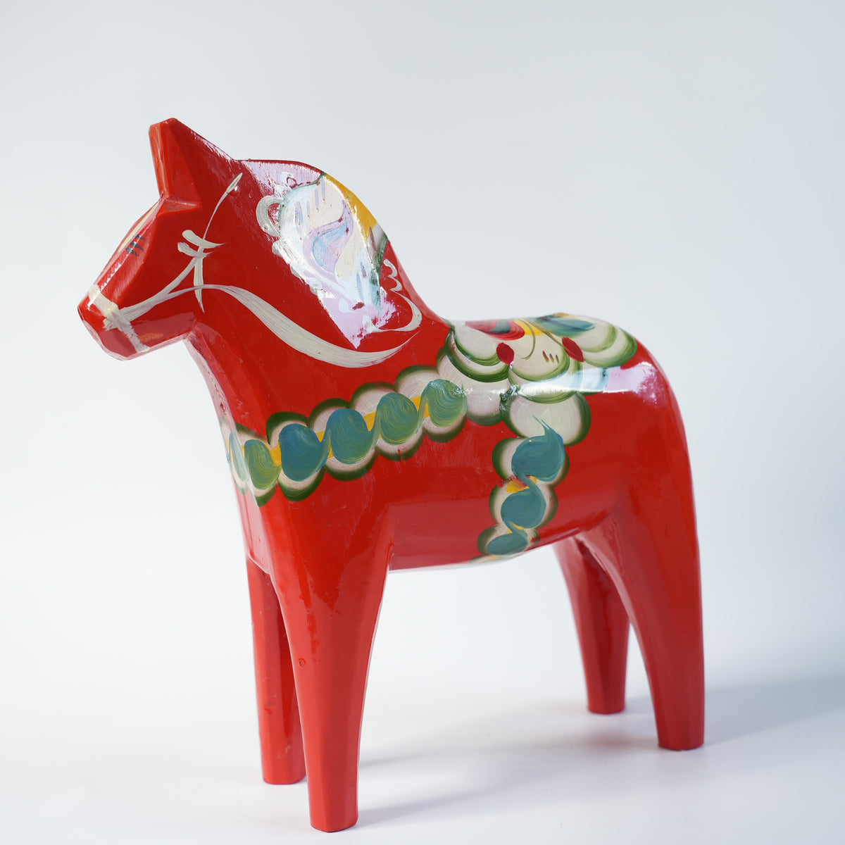 ヴィンテージ アクタ・ダラヘムスロイド ダーラナホース 朱赤×クルビッツ 21.5cm 木製 スウェーデン民族工芸 別角度8
