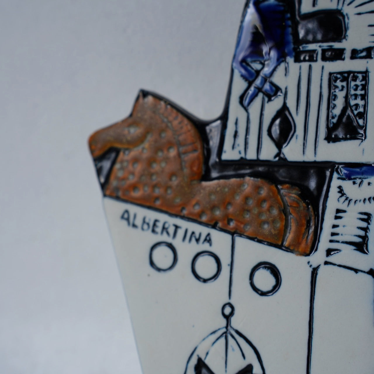 希少 グスタフスベリ リサ・ラーソン アルベルティーナ（Albertina）陶板 - バックスタンプ・裏印