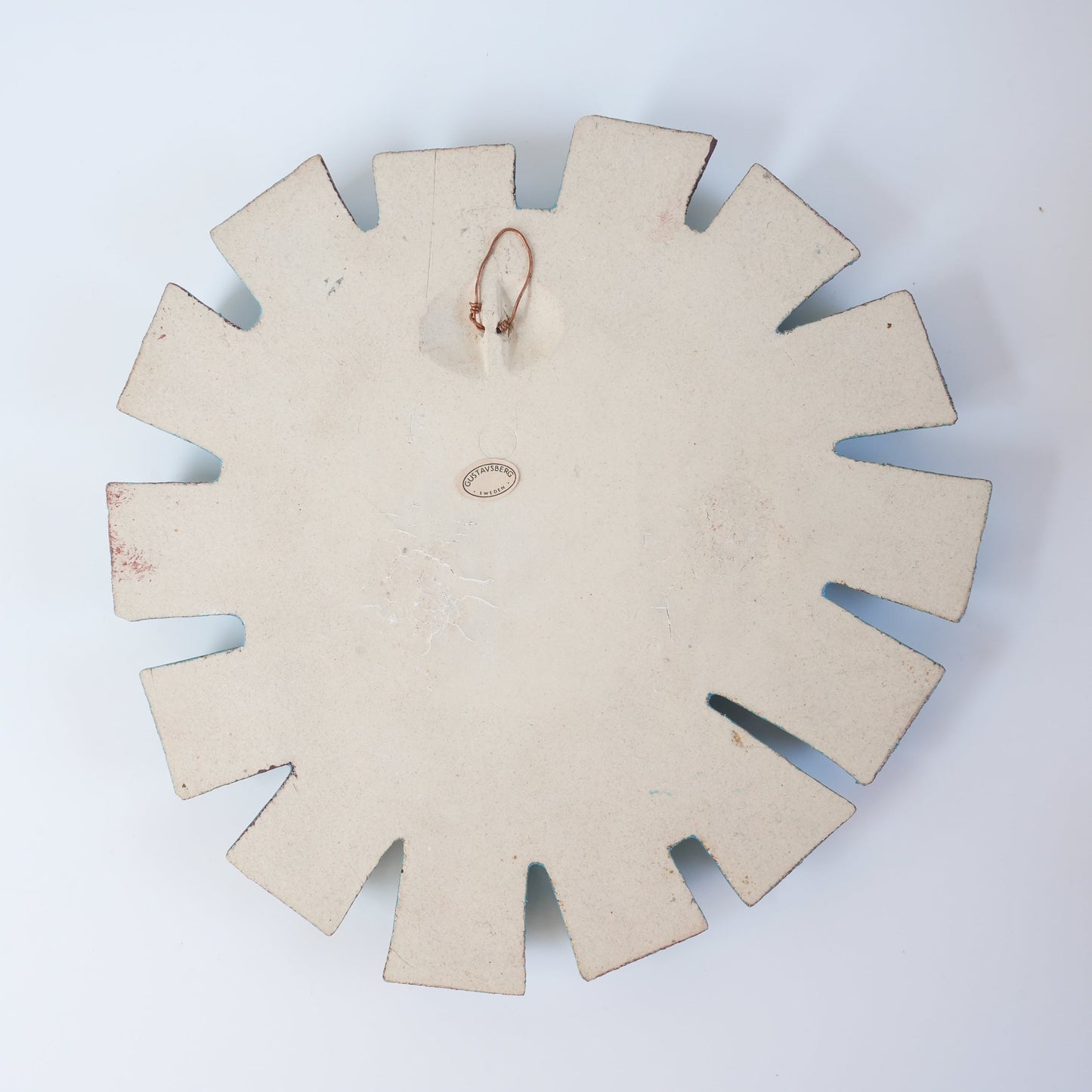 グスタフスベリ ベングト・バークランド（Bengt Berglund）ターコイズブルーの花形陶板 詳細3