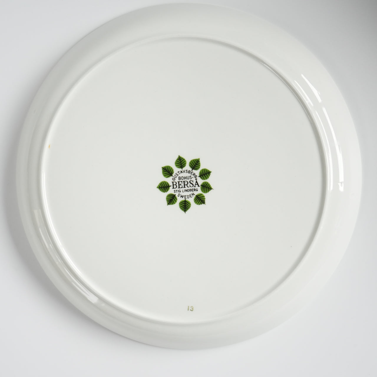 【ヴィンテージ】グスタフスベリ ベルサ（Bersa）18cmプレート ケーキ皿 裏面（バックスタンプ）