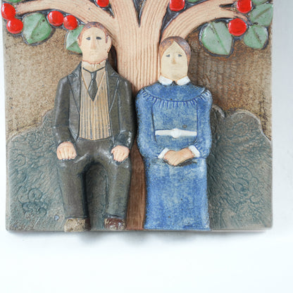 希少 950点限定 リサ・ラーソン グスタフスベリ リンゴの木の陶板 - 側面