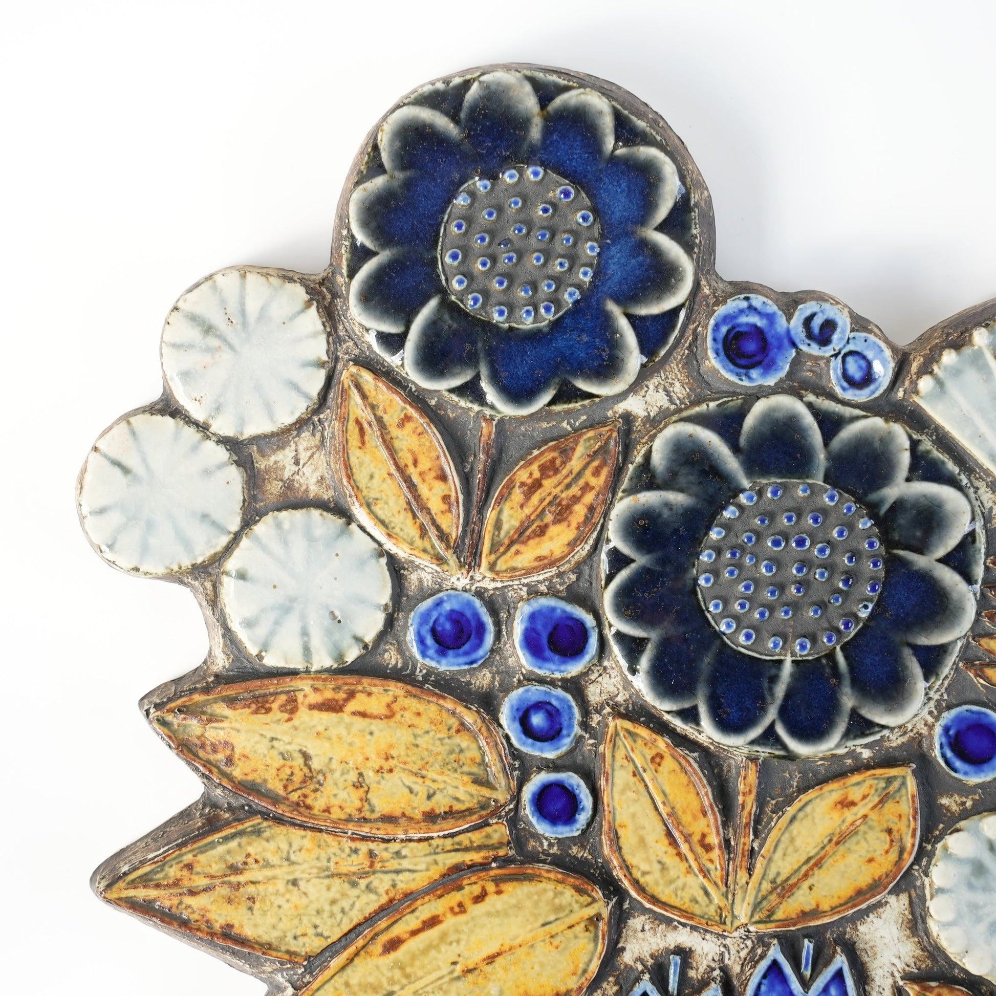 希少 リサ・ラーソン グスタフスベリ 花のレリーフ陶板 - 全体像