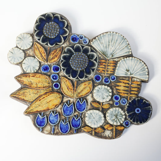 希少 リサ・ラーソン グスタフスベリ 花のレリーフ陶板 - Lisa Larson - 北欧食器タックショミュッケ