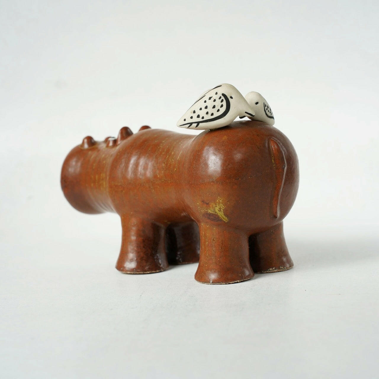 リサ・ラーソン グスタフスベリ 大きな動物園（Stora Zoo）カバと小鳥（Flodhäst med Fåglar） - デザイン・柄の詳細