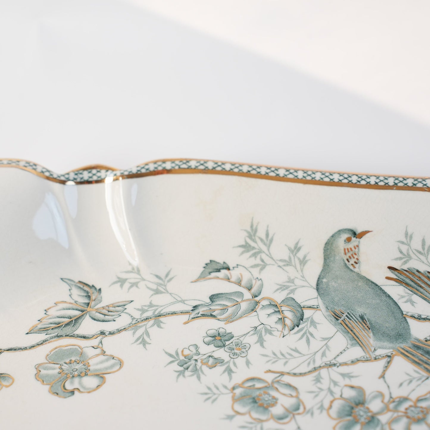 100年前の北欧皿 グスタフスベリ製 ヴェクショー（Wexiö）特大 スクエアプレート - 側面