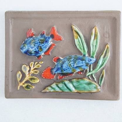 ジイ・ガントフタ 陶板 No. 891 熱帯魚 Jie Gantofta