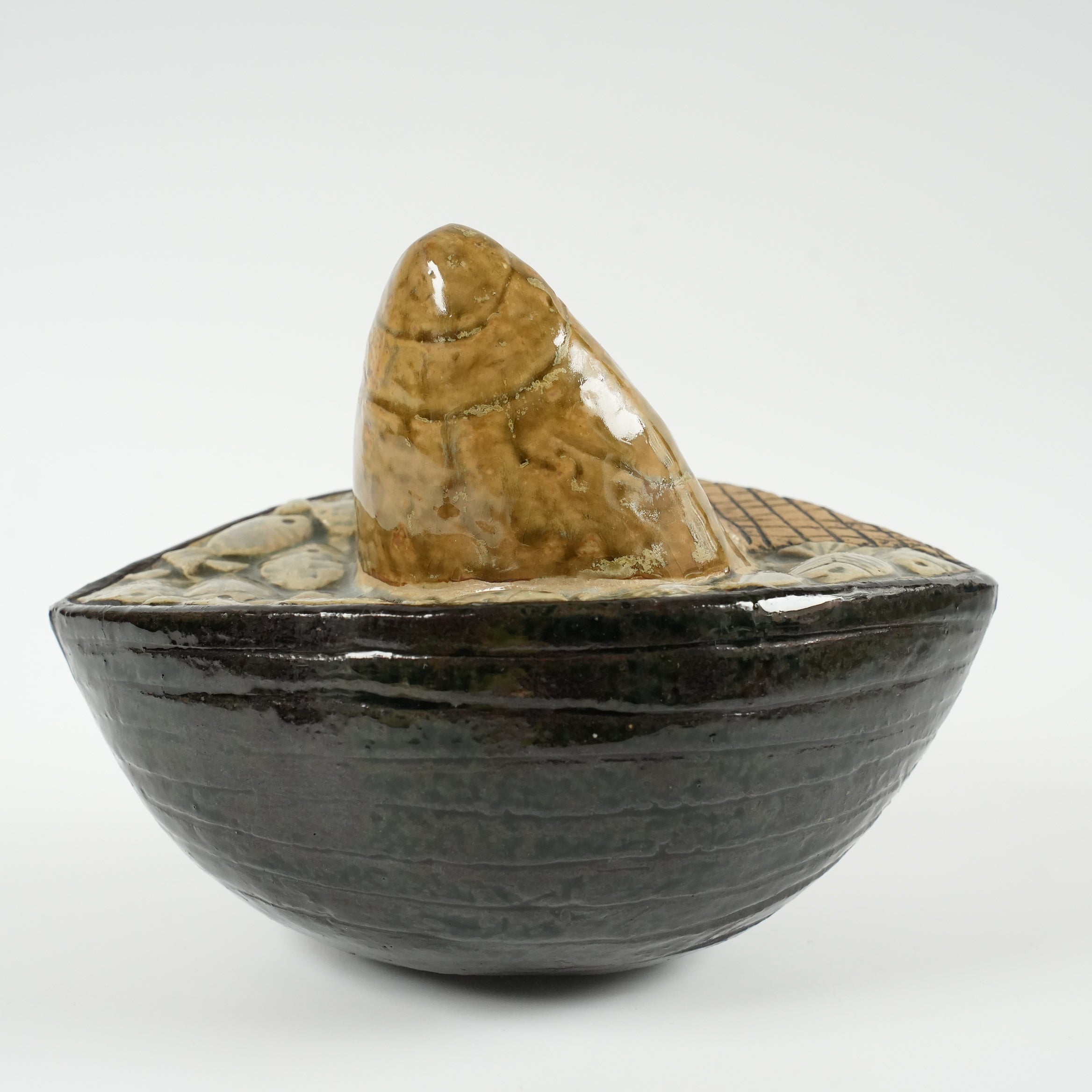 ヴィンテージ リサ・ラーソン 漁師（Fiskare i båt）のオブジェ 茶色の