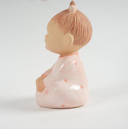 希少 フリーランス期 赤ちゃん（Pyret）リサ・ラーソン（Lisa Larson）グスタフスベリ製 ストーンウェア 高さ16cm 細部の文様