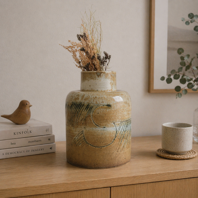 リサ・ラーソン（Lisa Larson）ユニークピース フラワーベース 彫刻装飾 クリーム釉 1984年