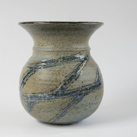 リサ・ラーソン ユニークピース フラワーベース 緑釉 彫刻装飾 1989年 Lisa Larson