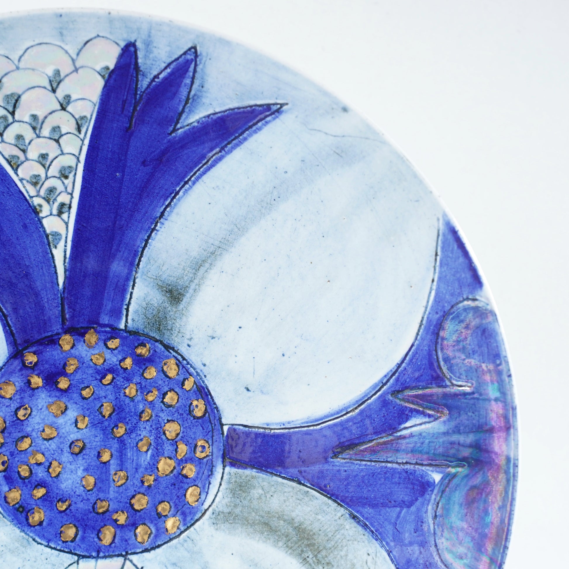 傑作 ユニークピース リサ・ラーソン 大きなワスレナグサの飾り皿 大皿 - 側面