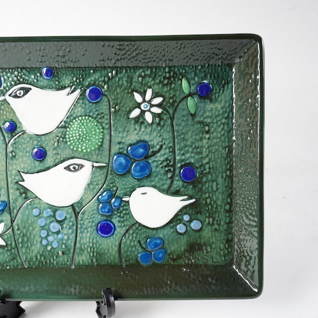 希少 800点限定 ロールストランド シルヴィア・レウショヴィウス 4羽の白い小鳥の陶板 - 側面