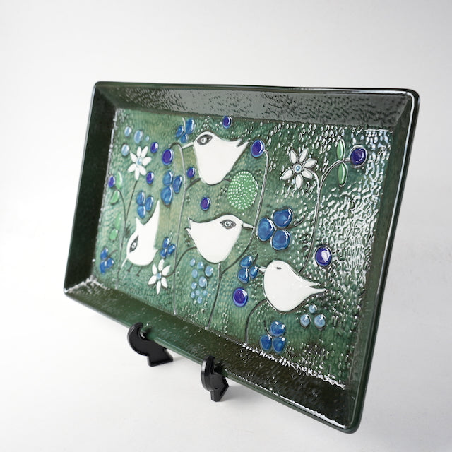 希少 800点限定 ロールストランド シルヴィア・レウショヴィウス 4羽の白い小鳥の陶板 - バックスタンプ・裏印