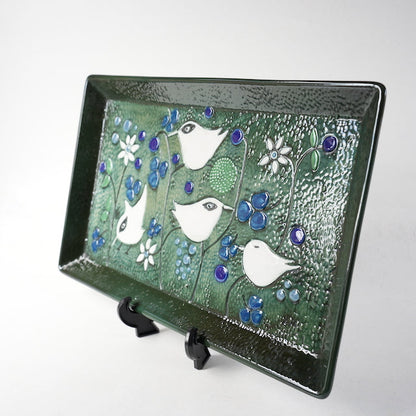 希少 800点限定 ロールストランド シルヴィア・レウショヴィウス 4羽の白い小鳥の陶板 - バックスタンプ・裏印