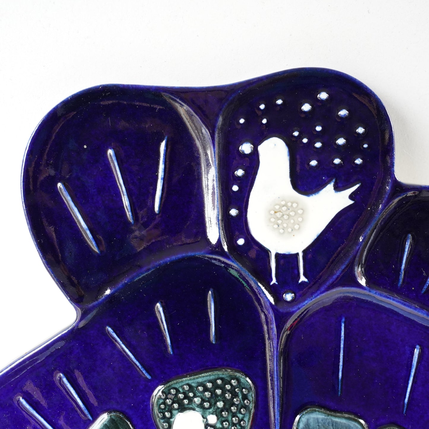 希少 ロールストランド シルヴィア・レウショヴィウス ヴィオラに集う白い小鳥の大サイズ陶板 - 全体像