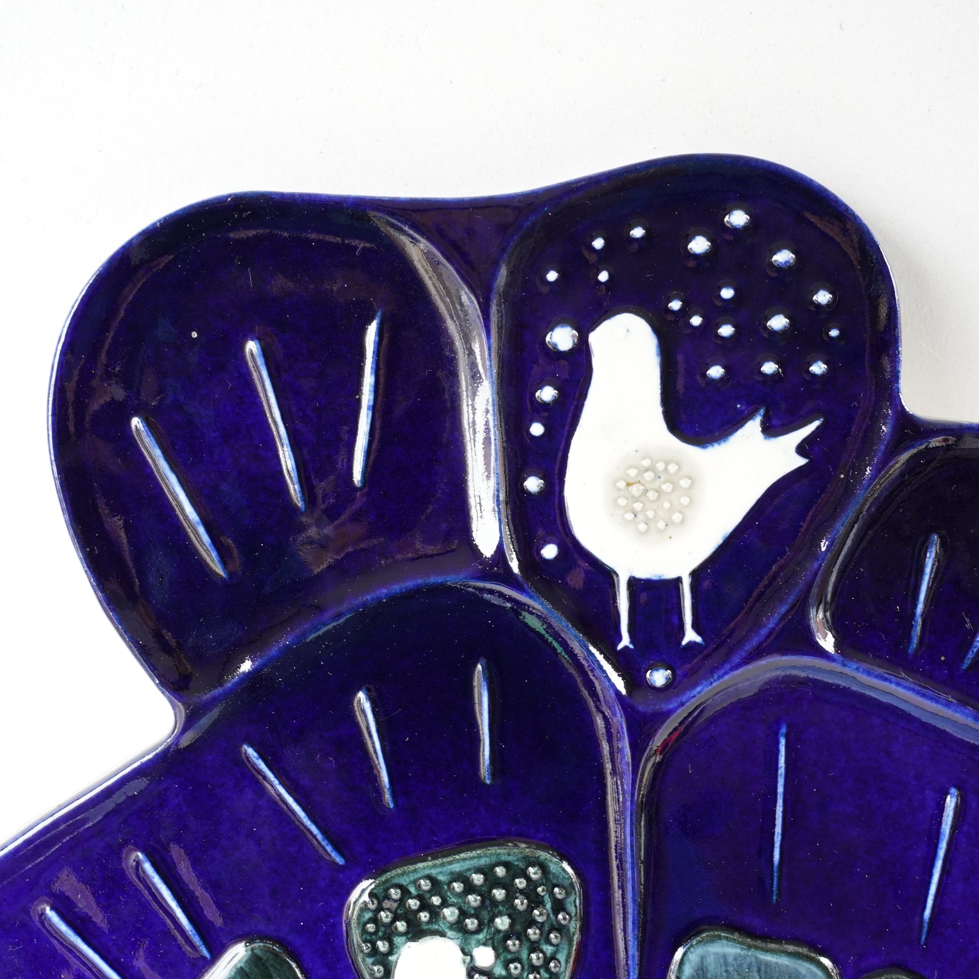 希少 ロールストランド シルヴィア・レウショヴィウス ヴィオラに集う白い小鳥の大サイズ陶板 - 全体像