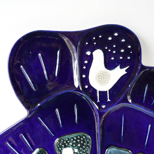 希少 ロールストランド シルヴィア・レウショヴィウス ヴィオラに集う白い小鳥の大サイズ陶板 - 全体像