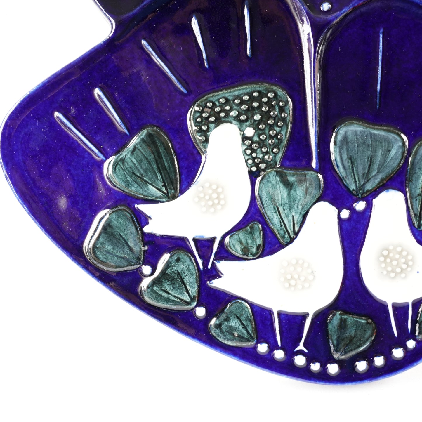 希少 ロールストランド シルヴィア・レウショヴィウス ヴィオラに集う白い小鳥の大サイズ陶板 - デザイン・柄の詳細