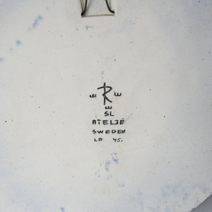 希少 ロールストランド シルヴィア・レウショヴィウス ヴィオラに集う白い小鳥の大サイズ陶板 - バックスタンプ・裏印