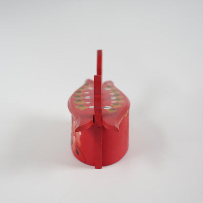 ヴィンテージ スヴェップアスク（Svepask）赤地×クルビッツ手描き 曲げ木容器 スウェーデン民族工芸 詳細2