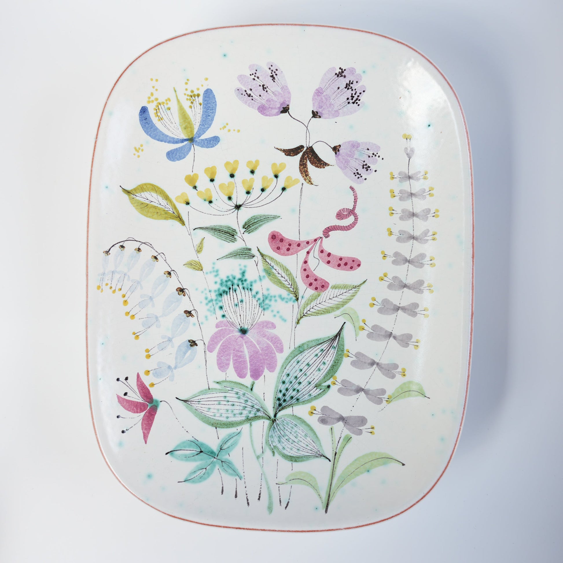 スティグ・リンドベリ Gスタジオ ファイアンス焼きの大きな飾り皿 インゲ・クリンク 1950年代 - 全体像