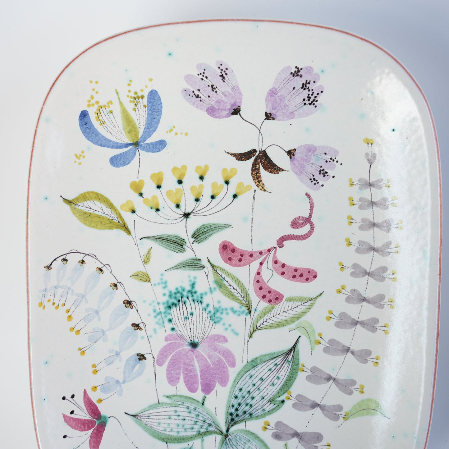 スティグ・リンドベリ Gスタジオ ファイアンス焼きの大きな飾り皿 インゲ・クリンク 1950年代 - デザイン・柄の詳細