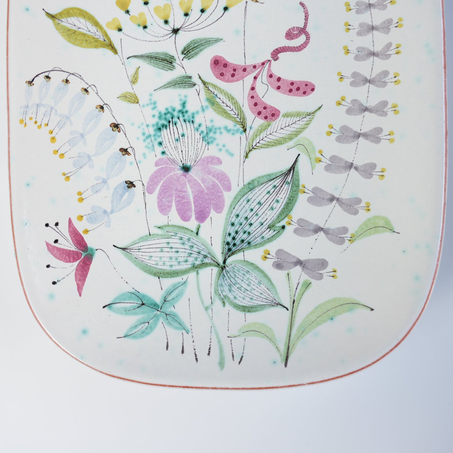 スティグ・リンドベリ Gスタジオ ファイアンス焼きの大きな飾り皿 インゲ・クリンク 1950年代 - ディテール 1