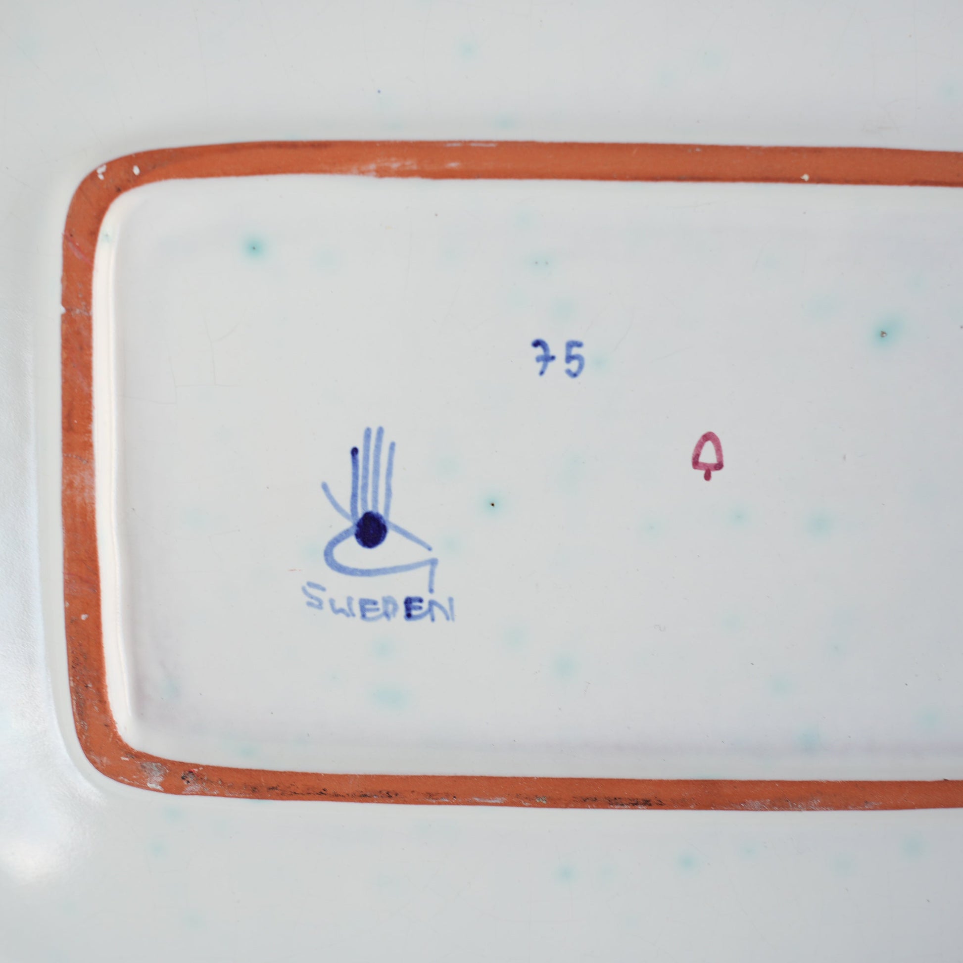 スティグ・リンドベリ Gスタジオ ファイアンス焼きの大きな飾り皿 インゲ・クリンク 1950年代 - ディテール 4