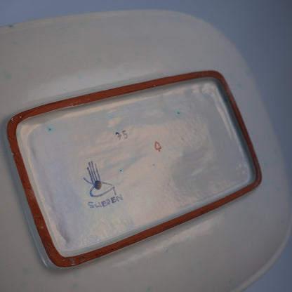 スティグ・リンドベリ Gスタジオ ファイアンス焼きの大きな飾り皿 インゲ・クリンク 1950年代 裏面（バックスタンプ）