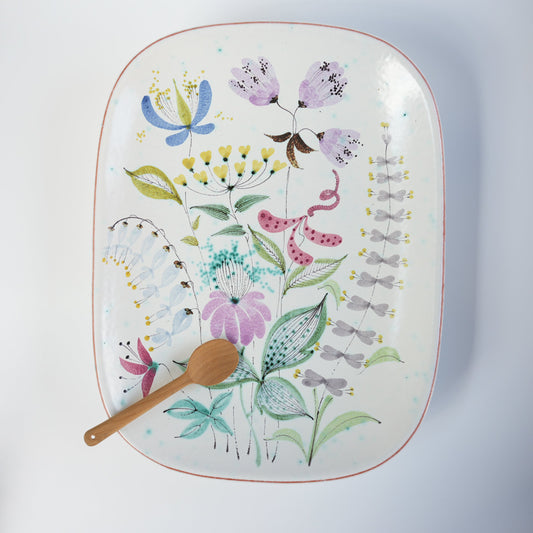 スティグ・リンドベリ Gスタジオ ファイアンス焼きの大きな飾り皿 インゲ・クリンク 1950年代 - Gustavsberg - 北欧食器タックショミュッケ